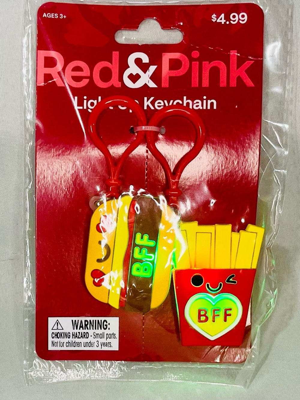 BFF Light Up Hamburger and Fries Keychain Set - Yellow/Red